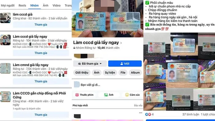 Dịch vụ làm CCCD giả tràn lan trên mạng