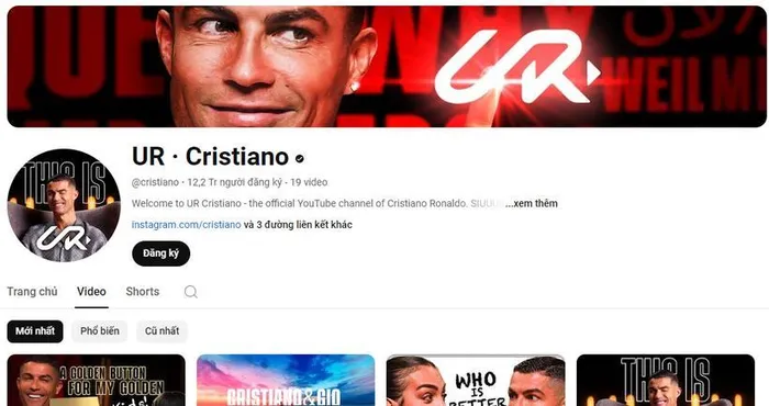 Vừa mở kênh YouTube, Ronaldo ẵm ngay nút kim cương