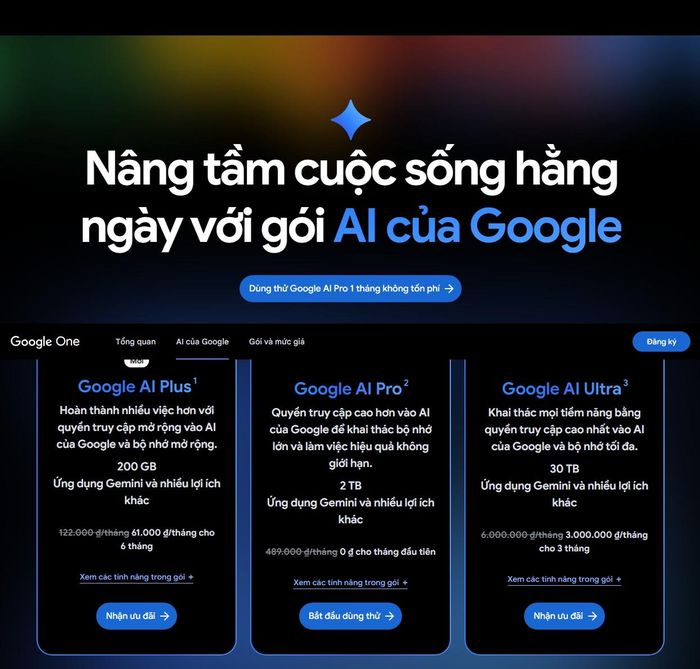 Google bán gói AI giá 122.000 đồng mỗi tháng tại Việt Nam