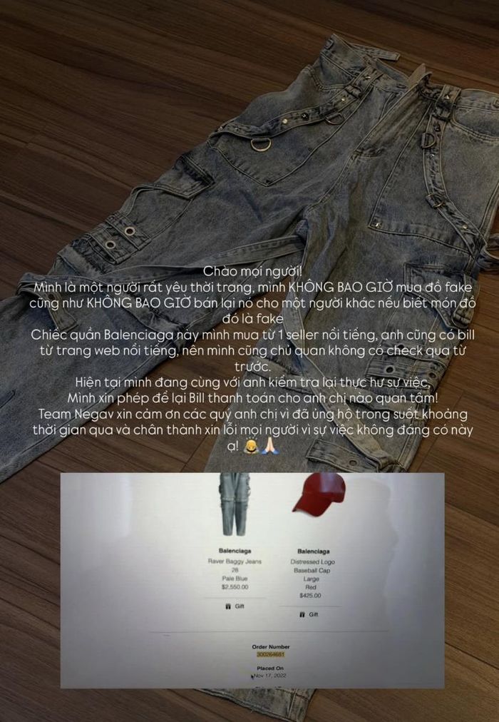 Negav phủ nhận tin bán đồ hiệu fake